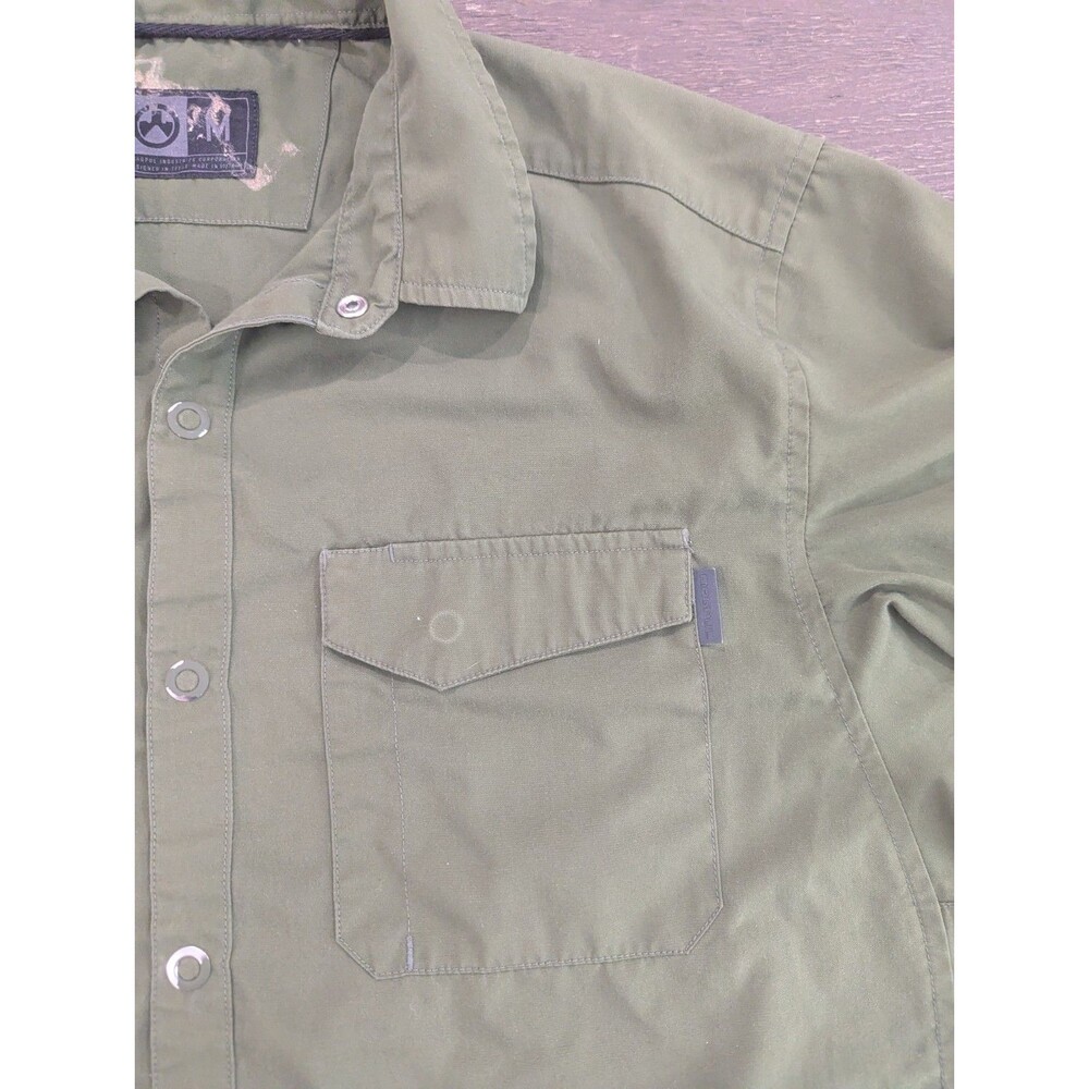 Mens Magpul Sz Medium Stretch Green Short Sleeve Button Up Shirt - Picture 2 of 8